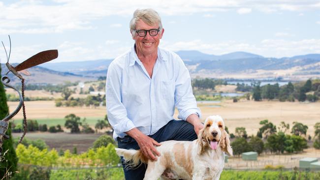 Retired Forensic Pathologist Dr Chris Lawrence at home in Richmond with his dog Honey.Picture: Linda Higginson