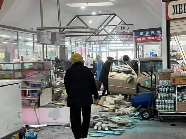 A car has ploughed through a busy shopping centre in Melbourne's southeast. Picture: Facebook