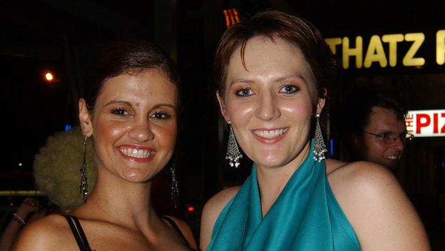 Lydia Iobbi and Rebecca Parnell on Flinders Street East Pic Bryan Lynch AD255049
