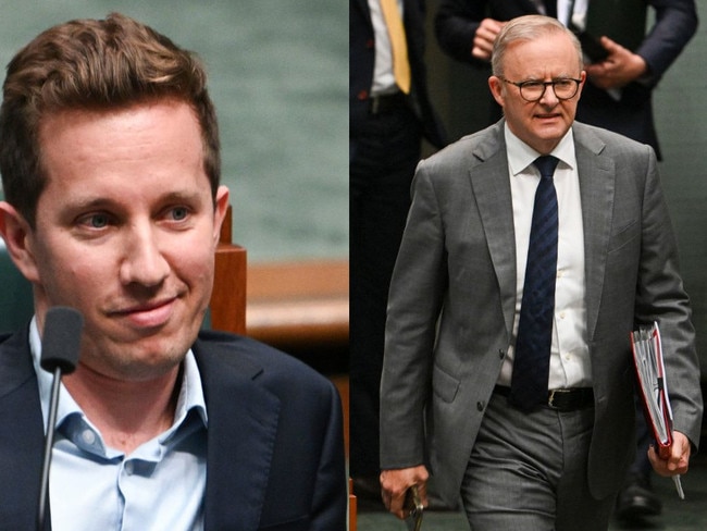 Max Chandler-Mather and Anthony Albanese.