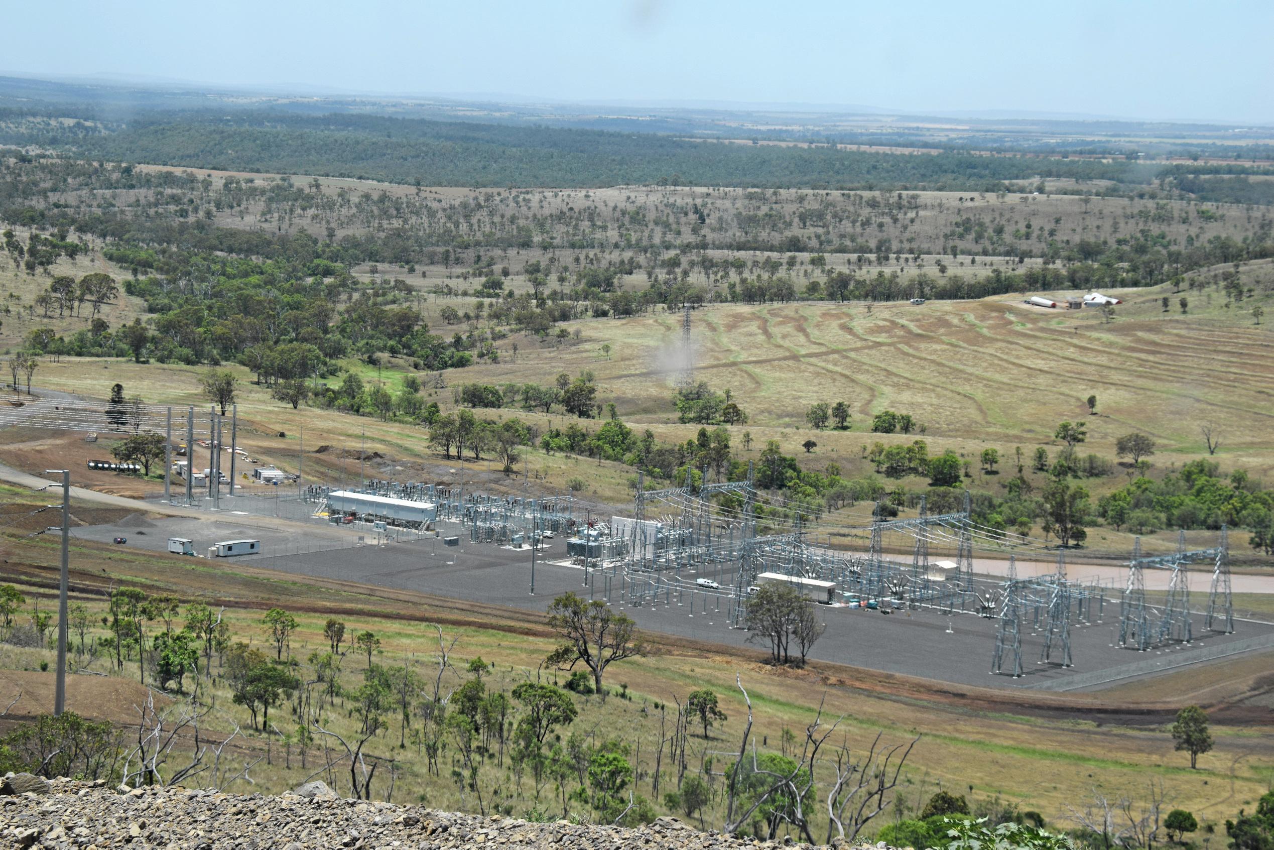 A look at the Coopers Gap wind farm with the completion of the third wind turbine only days away. Picture: Matt Collins