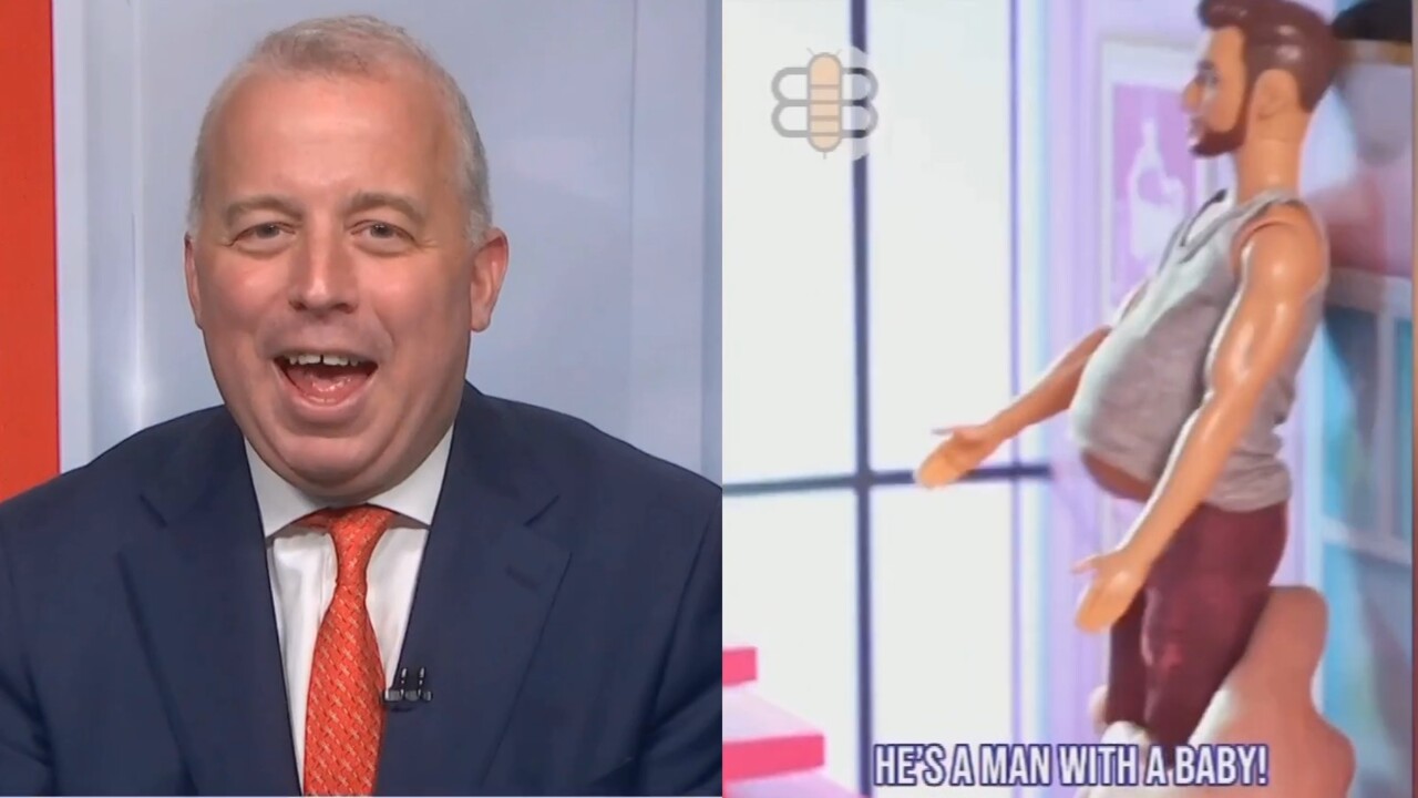 Sky News host in hysterics over ‘pregnant Ken’ Barbie skit