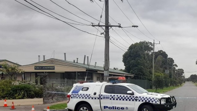 A crime scene was declared on Reid St, Ardeer after reports of multiple gunshots. Picture: Melbourne West Imagery