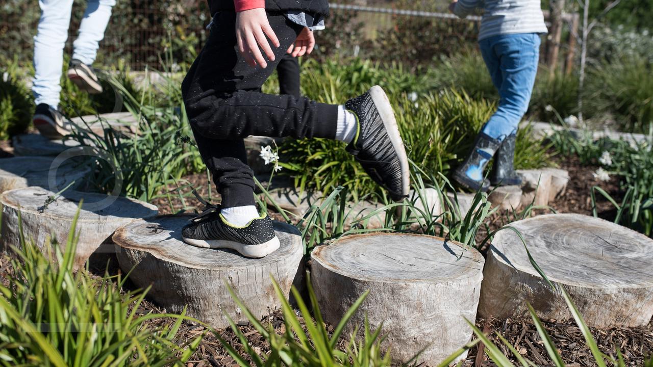 Cut up logs make good stepping stones to turn into a spiral.