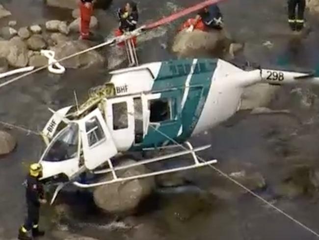 A pilot was seriously injured in a helicopter crash in the Snowy Mountain region on Friday. Picture: ABC News