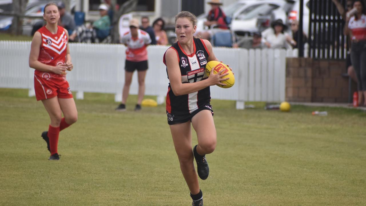 Alana Gee in the North Mackay Saints and Eastern Swans clash in the senior women's McDonald's Mackay Cup, August 21, 2021. Picture: Matthew Forrest