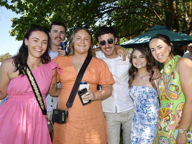 Apiam Bendigo Cup was held at Bendigo Racecourse, Bendigo, Victoria, on Wednesday, October 30th, 2024. Pictured enjoying the horse racing carnival are Sophie, Kaden, Charli, Zack, stephanie and Alice. Picture: Andrew Batsch