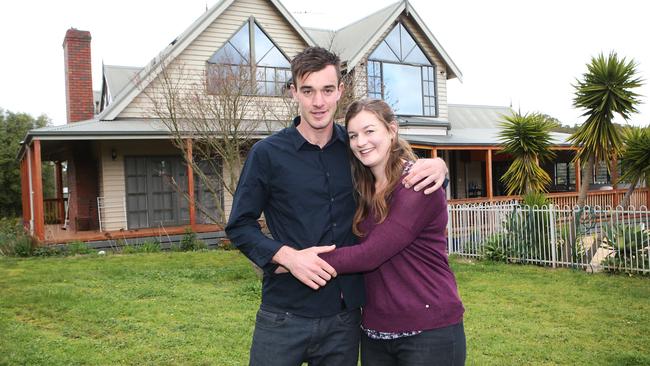 Relief Mitchell and Ella Tromp hold a press conference after their missing father Mark Tromp was found. Picture: David Crosling