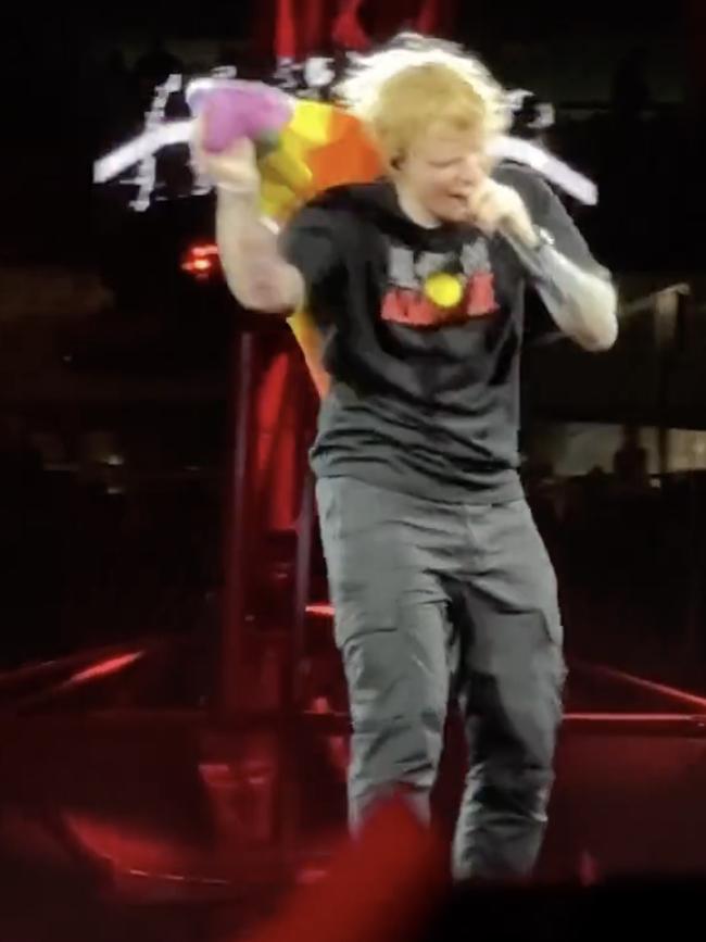 Ed Sheeran waved a pride flag onstage in Sydney last night.