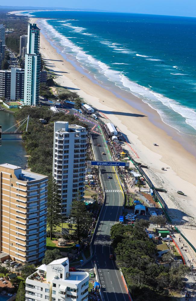 There’s nothing quite like the Gold Coast 600 circuit through the streets and foreshores of Surfers Paradise and Main Beach. Picture: Nigel Hallett.