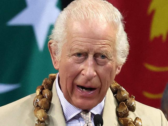 Britain's King Charles III delivers a speech during the opening ceremony for the Commonwealth Heads of Government Meeting (CHOGM) in Apia, Samoa, on October 25, 2024. (Photo by Fiona GOODALL / POOL / AFP)