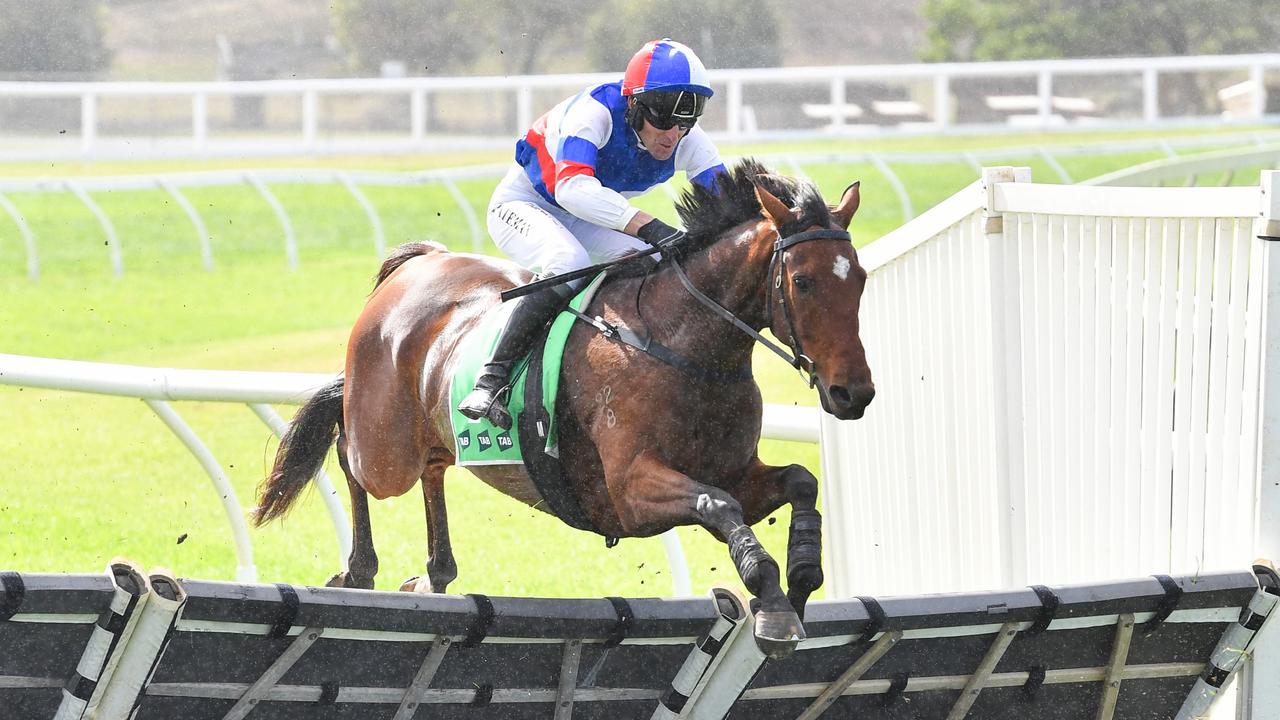 Steven Pateman, riding Sing For Peace to victory at Warrnambool on Tuesday, is unable to ride in the Grand Annual. Picture: Pat Scala/Racing Photos via Getty Images