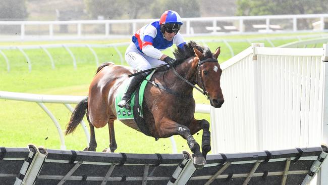 Steven Pateman, riding Sing For Peace to victory at Warrnambool on Tuesday, is unable to ride in the Grand Annual. Picture: Pat Scala/Racing Photos via Getty Images