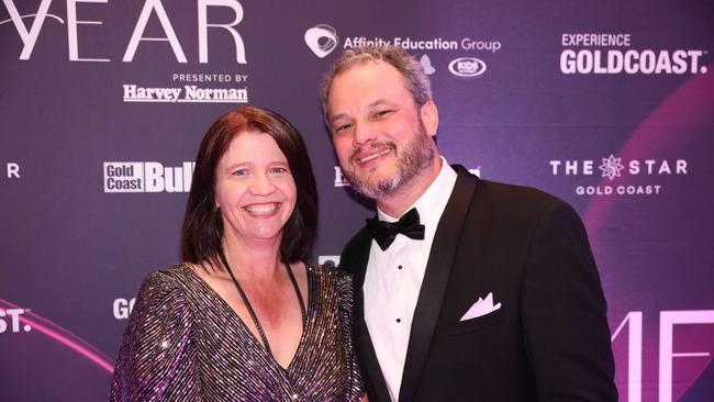 Sheri Robinson and Matthew Simmons at Gold Coast Bulletin Women of the Year Awards Presented by Harvey Norman 2024. Picture, Portia Large.