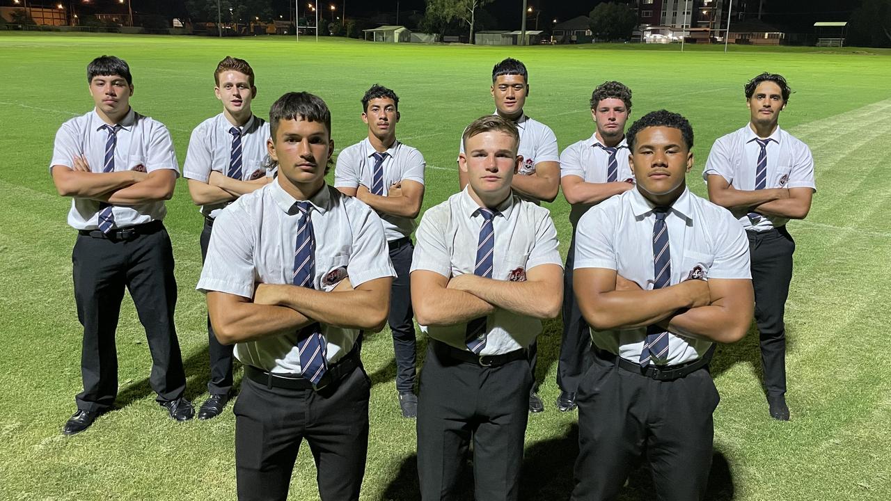 Ipswich SHS students with NRL links: Backrow: Oliva Iaulualo (Bulldogs), Tayshon Foley (Bulldogs), Jeriah Vagana (Titans), Rene Bagon (Manly), Jack Laing (Jets MM), Nick Torrens (Rabbitohs). Front row: Front row (left to right) Caleb Jackson (Jets MM, training opportunity with Storm), Tommy Luhrman (Roosters), Josiah Pahulu (Titans)