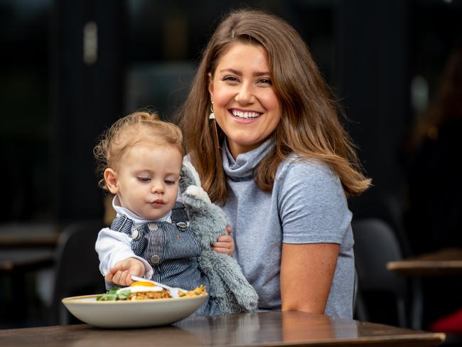 Amy Donato with her daughter Wylie Curtis at Bazura, Coogee, one of the restaurants featured in her The Coogee Catch cookbook that will launched at the Best Gift Market in Randwick. Picture: Monique Harmer