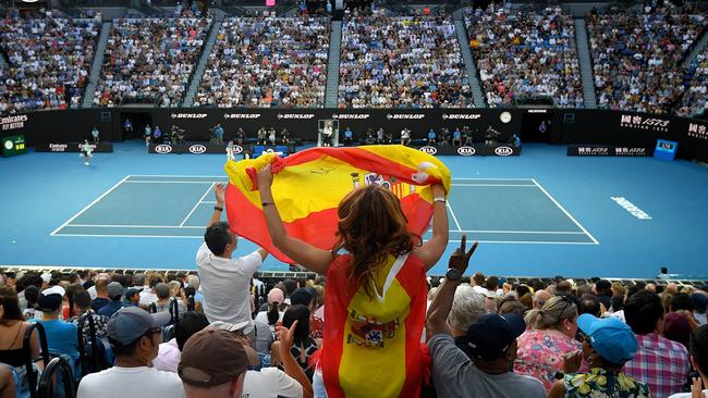 Rafael Nadal fans cheer on their man at last year’s Australian Open. Picture: AAP