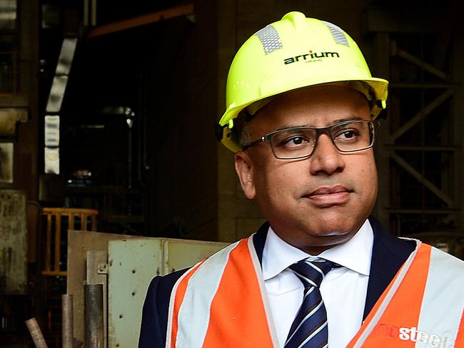 Sanjeev Gupta, executive chairman of the GFG Alliance,  visiting the Arrium steelworks at Whyalla, following announcement of successful bid for purchase. picture: Bianca De Marchi