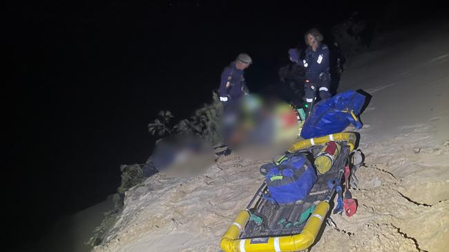 The Sunshine Coast-based LifeFlight aeromedical crew winched a paraglider to safety after he crashed into an 80m sand cliff in the Gympie region on Tuesday, October 22.