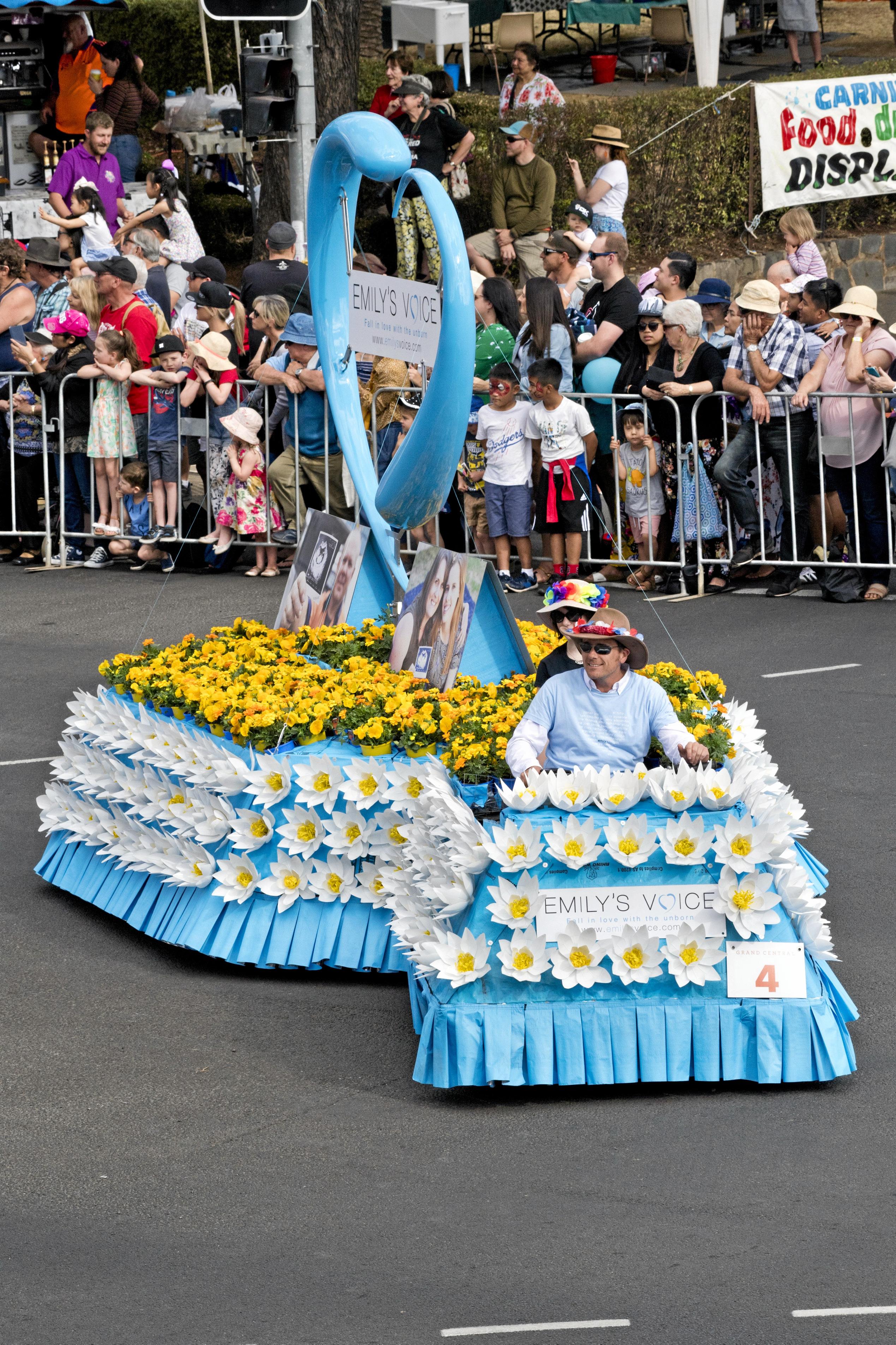 Emily's Voice float. 2019 Grand Central Floral Parade. Saturday, 21st Sep, 2019.