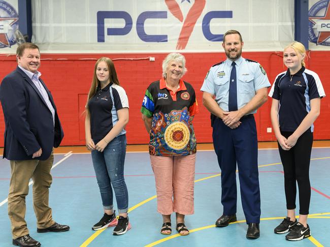 PCYC chief executive Dominic Teakle, Toyah Fenton, Elaine Gordon, Mark Wall and Shania Flint. Picture: Darren Leigh Roberts