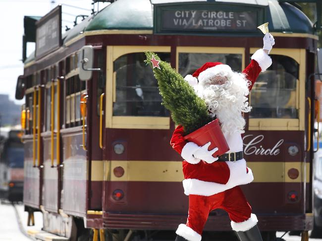 Santa is setting up in Fed Square. Picture: David Caird