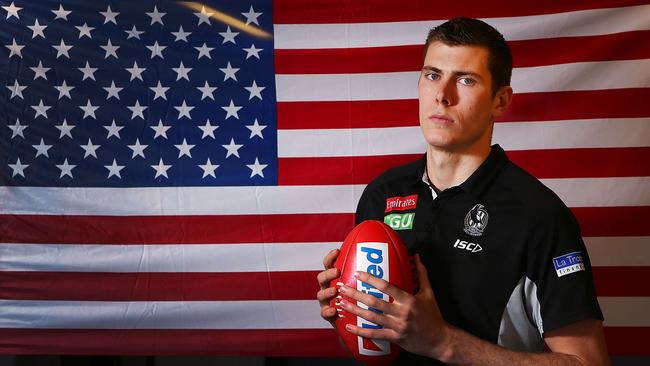 Mason Cox loves seeing American flags in the crowd. Picture: Michael Dodge/Getty Images