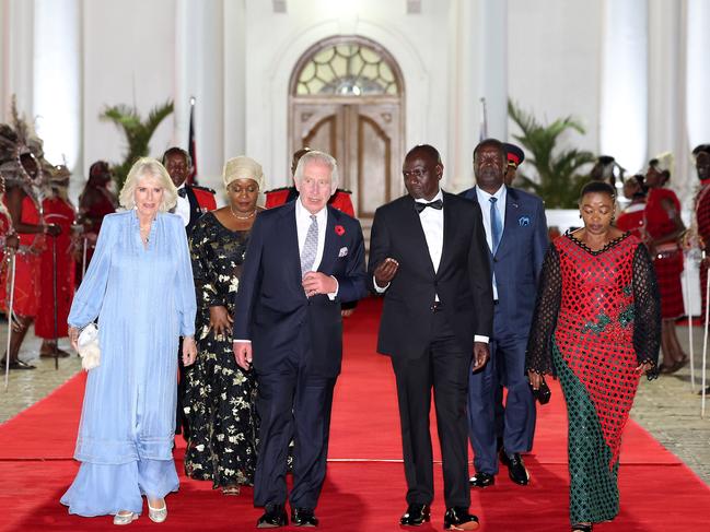 Queen Camilla, King Charles III, William Ruto, President of the Republic of Kenya, and Rachel Ruto, First Lady of the Republic of Kenya. Picture: Getty Images