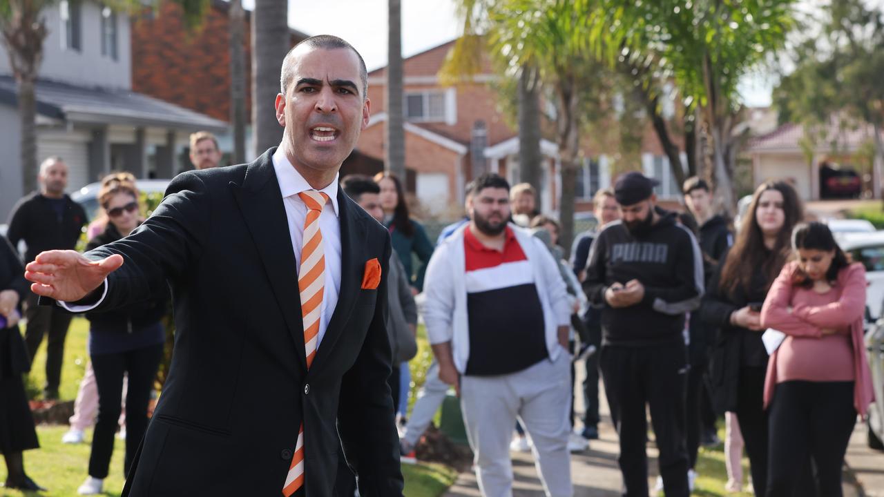 Auctioneer is Michael Garofolo at a recent auction in Bossley Park. Picture: David Swift