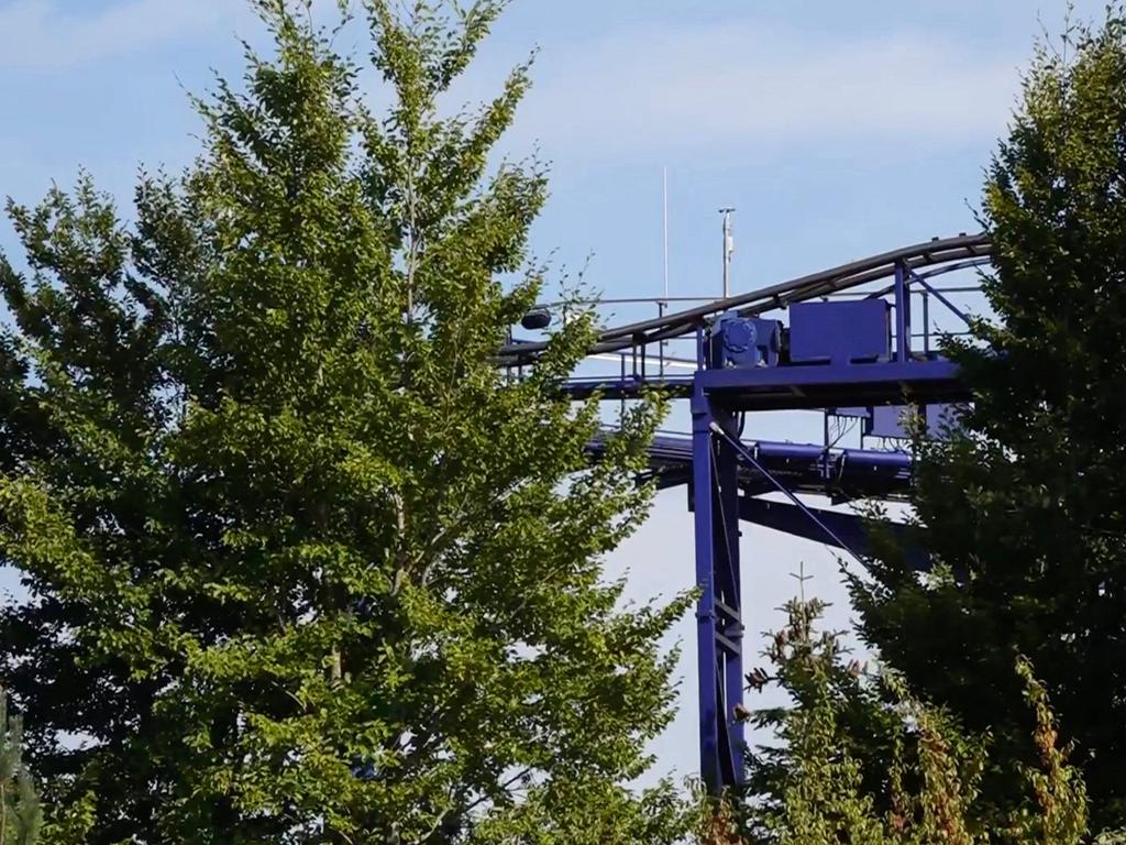 Two rollercoaster trains crashed at the theme park, Bavarian police said. Picture: Stringer/News5/AFP
