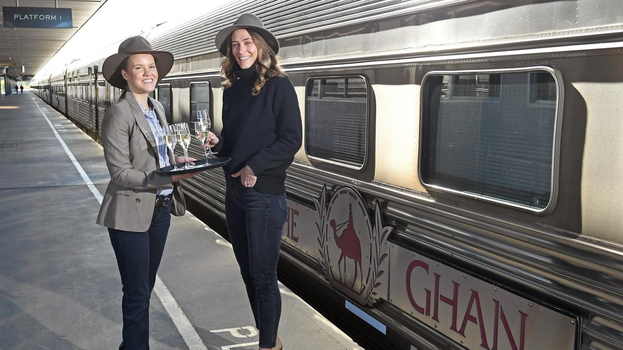 Stacey Chau, journey manager with The Ghan and Lisa Andrews with Business SA media communications director at the Adelaide Parklands Terminal. Photograph: Tom Huntley