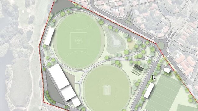 Early drawings of the AFL/Cricket NSW proposal which includes training facilities for the Swans and Sydney Sixers