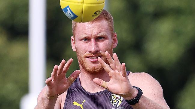 Nick Vlastuin is seeing plenty of footy in the Tigers’ backline. Picture: Michael Klein