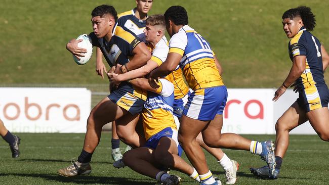 Kit Laulilii in action for Westfield Sports High in the NRL Schoolboys Cup, 2022. Picture: Richard Dobson