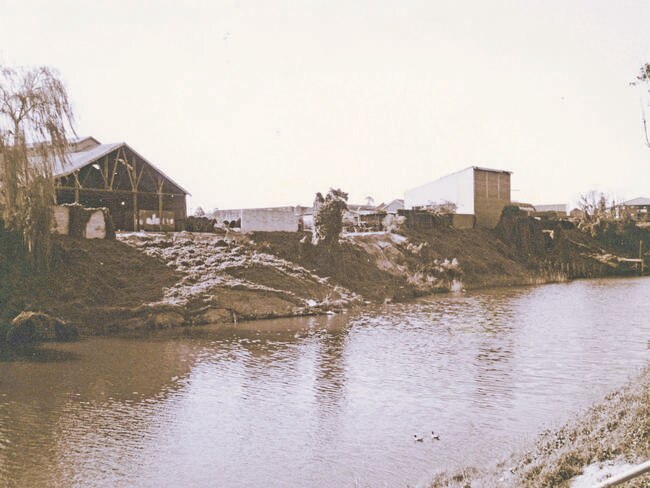 The paper mill as seen from the Georges River in about 1950.