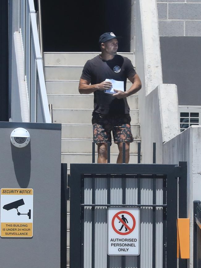 Former Gold Coast Titan and NRL player Michael Gordon is released from Police Custody at Tweed Heads Police Station after being arrested earlier in the day by NSW Detectives for alleged drug related offences. Photo: Scott Powick