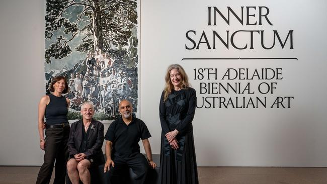 Artist Clara Adolphs, Adelaide Festival director Ruth Mackenzie, curator Jose Da Silva and AGSAA’s Rhana Devenport. The 18th Adelaide Biennial of Australian Art: Inner Sanctum, at the Art Gallery of South Australia until June 2. Picture: Naomi Jellicoe