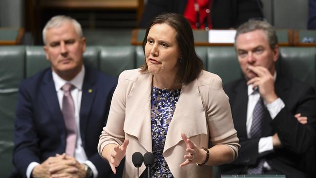 Australian Minister for Women Kelly O'Dwyer speaks during House of Representatives Question Time at Parliament House in Canberra, Tuesday, September 18, 2018. (AAP Image/Lukas Coch) NO ARCHIVING