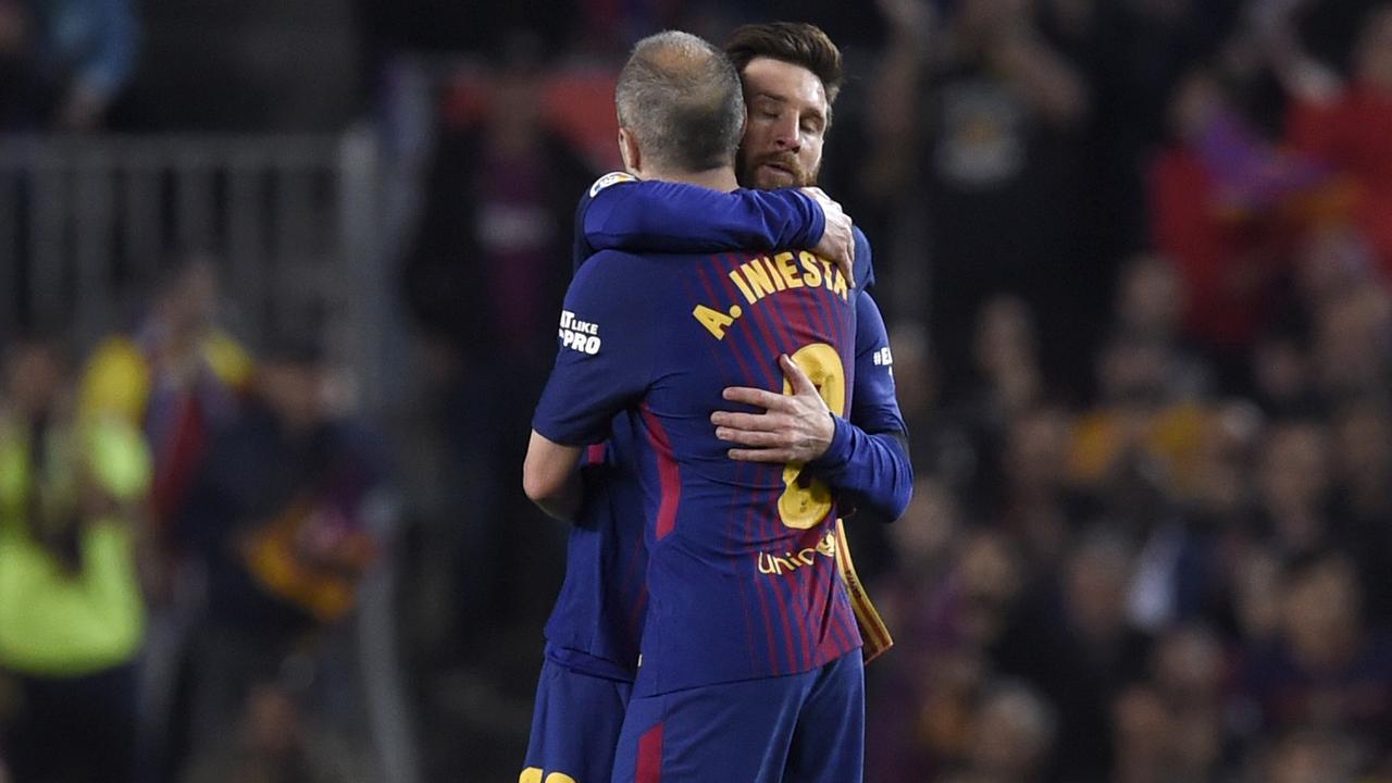 Classic connection: Messi and Iniesta.