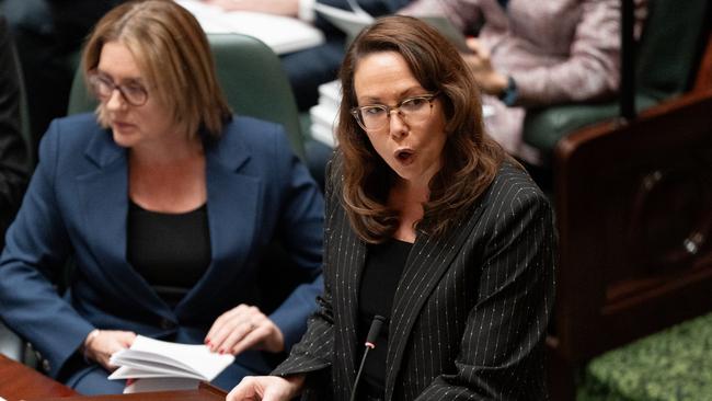 Victorian Treasurer Jaclyn Symes delivers her budget speech. Picture: Getty Images