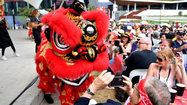 There was also a lion dance show while diners feasted. Picture: AAP Image/ Joel Carrett