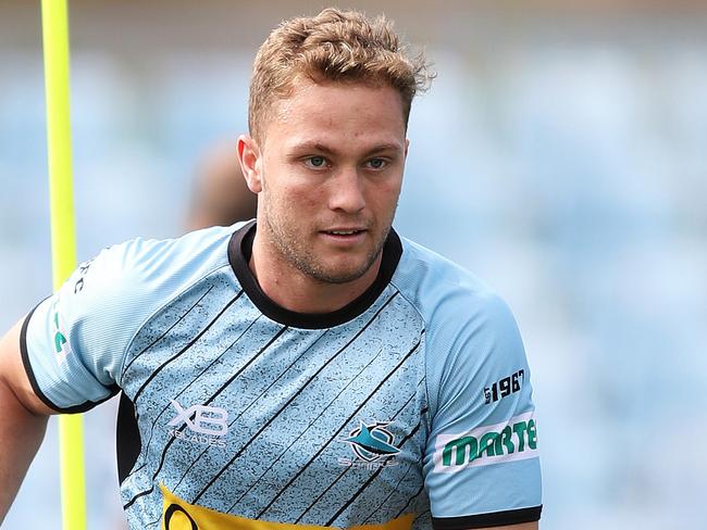 Cronulla's Matt Moylan during a Cronulla Sharks training session at Southern Cross Group Stadium, Cronulla ahead of their first finals game against the Roosters. Picture: Brett Costello