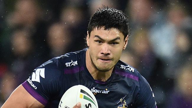 Jordan McLean of the Storm is seen in action during the NRL preliminary final between the Melbourne Storm and the Canberra Raiders at AAMI Park in Melbourne, Saturday, Sept. 24, 2016. (AAP Image/Julian Smith) NO ARCHIVING, EDITORIAL USE ONLY