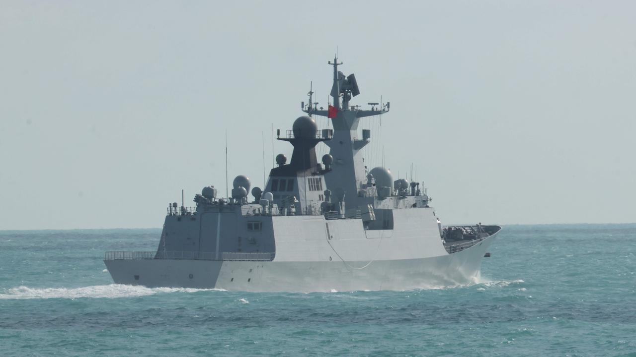 A handout photo taken on February 11 shows China's People’s Liberation Army-Navy Jiangkai-class frigate Hengyang, part of a task group operating to the north east of Australia. Picture: Handout/Australian Defence/AFP