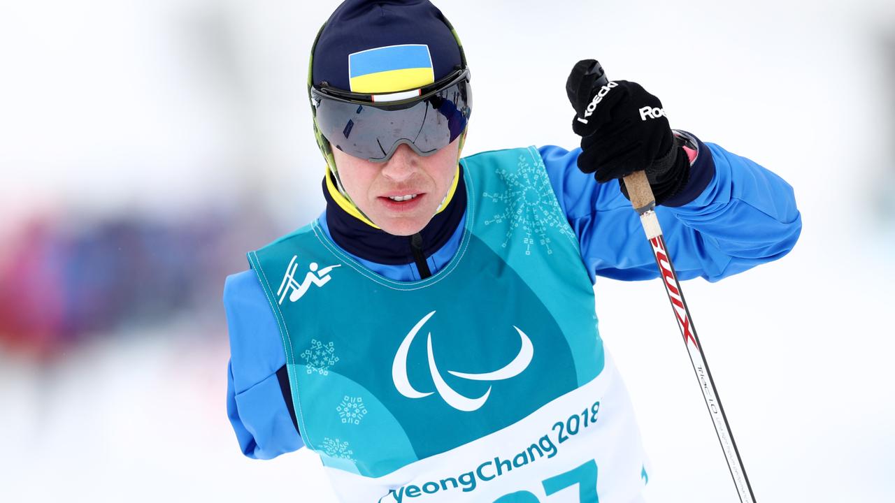 Yuliia Batenkova-Bauman of Ukraine competes during Biathlon training at the 2018 Paralympic Games. Photo by Maddie Meyer/Getty Images)