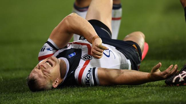 Brett Morris injures his ACL. Picture: Ryan Mckinnon - NRL Photos