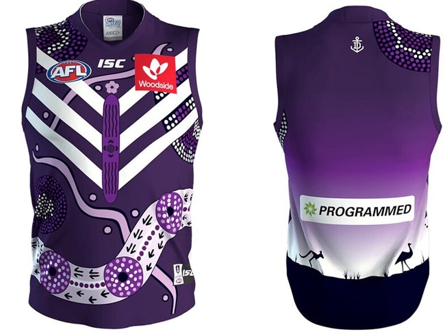 Fremantle 2020 Sir Doug Nicholls Indigenous Round jumper.