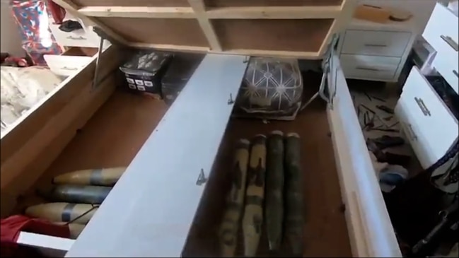 Rockets hidden underneath a child’s bed in Hamas lair