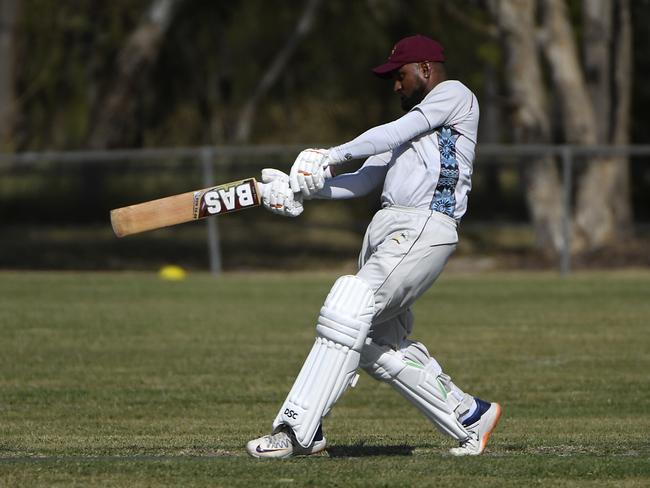 Jude Mediz strikes to the leg side. Picture: Andrew Batsch