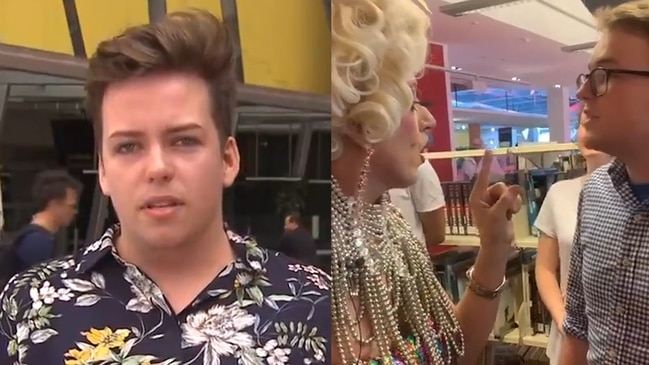 Drag performer hits back at Young LNP protesters (Sunrise)